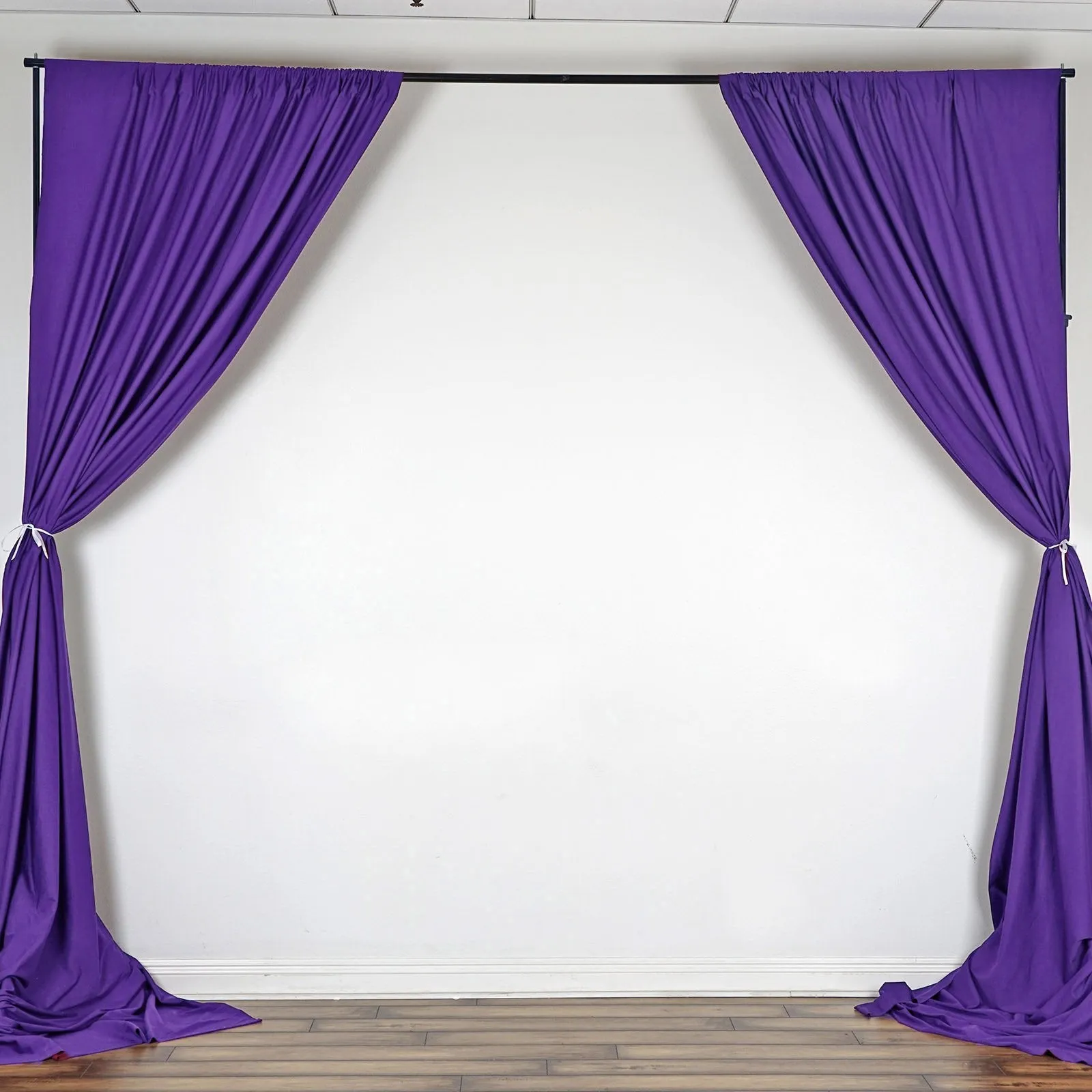 Set Of 2 Purple Fire Retardant Polyester Curtain Panel Backdrops Window Treatment With Rod Pockets - 5FTx10FT