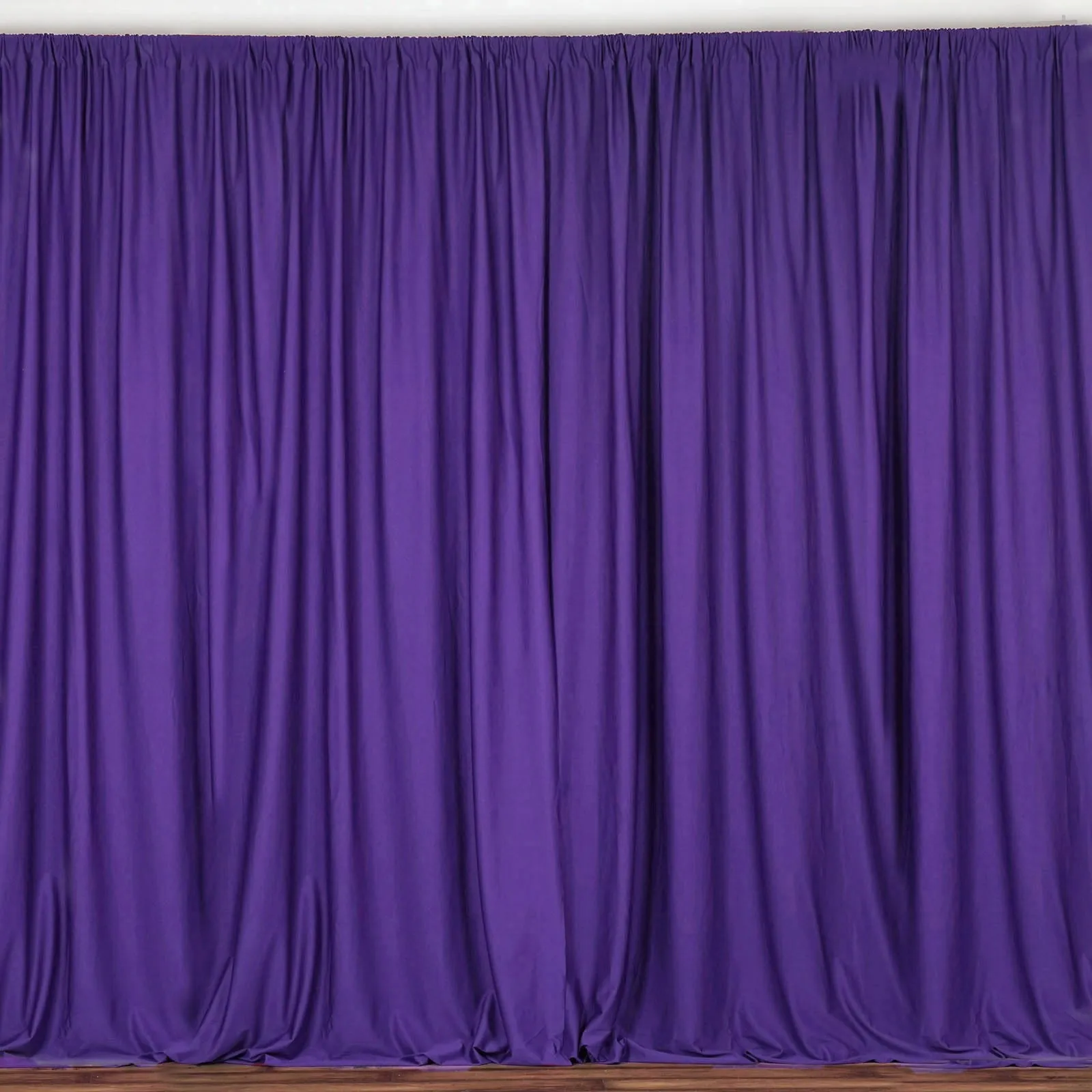 Set Of 2 Purple Fire Retardant Polyester Curtain Panel Backdrops Window Treatment With Rod Pockets - 5FTx10FT