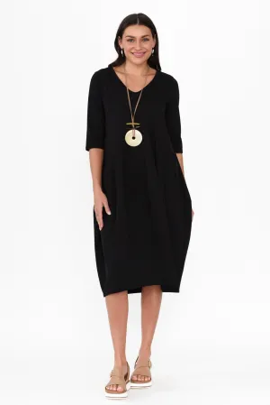 Shea Black Diagonal Seam Dress