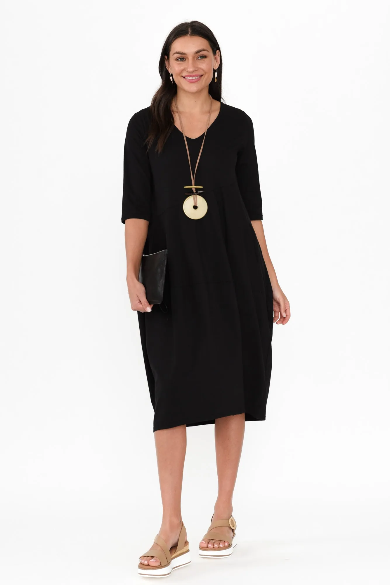 Shea Black Diagonal Seam Dress