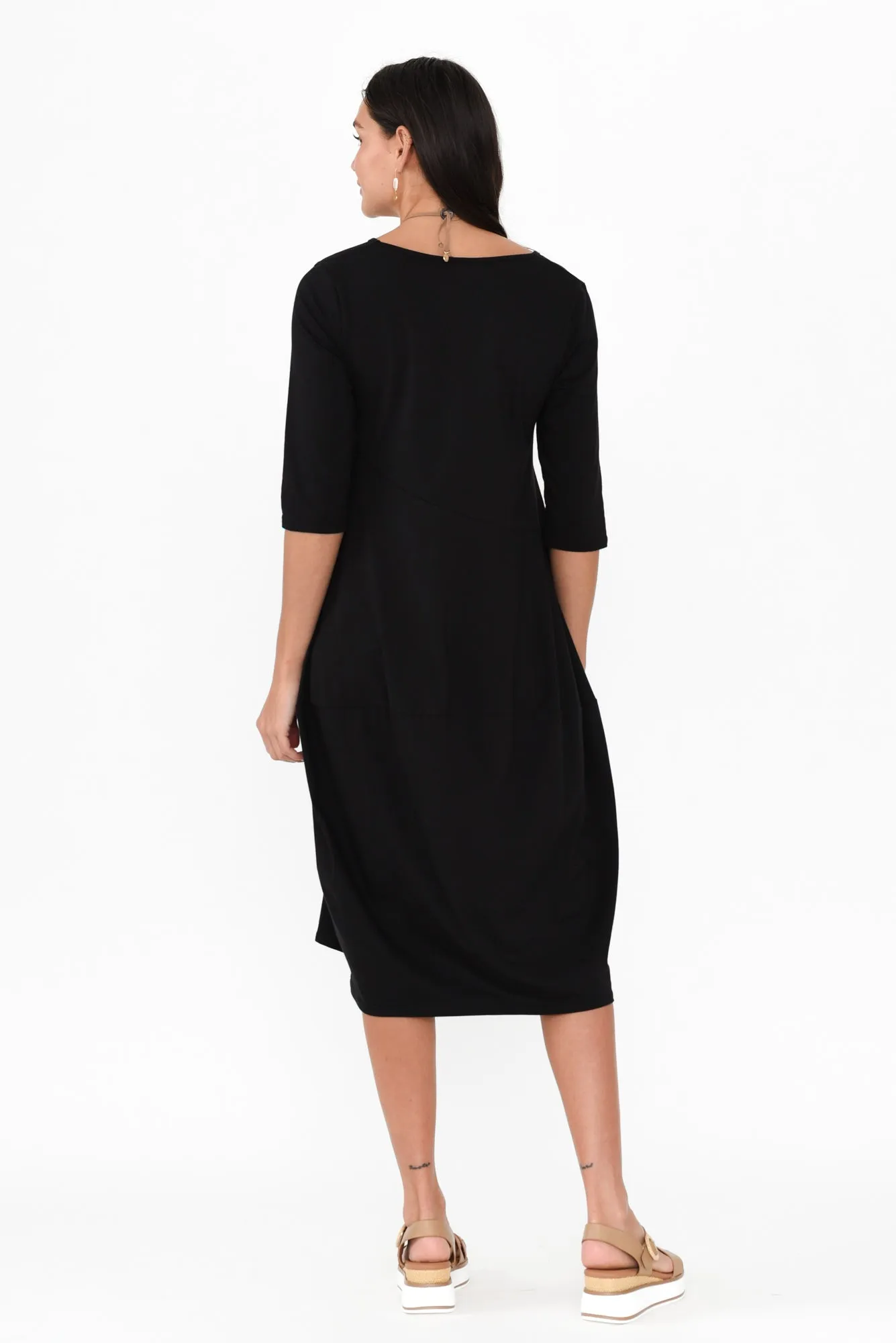 Shea Black Diagonal Seam Dress