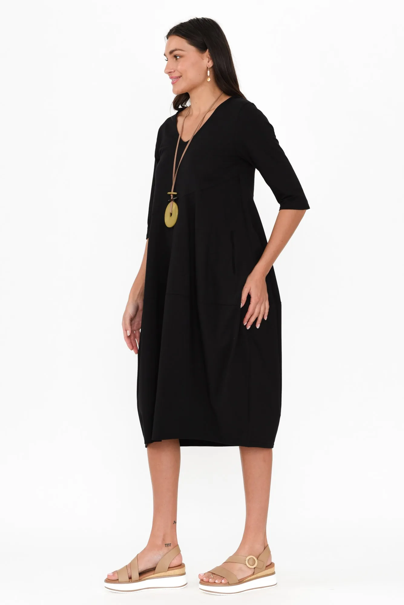 Shea Black Diagonal Seam Dress