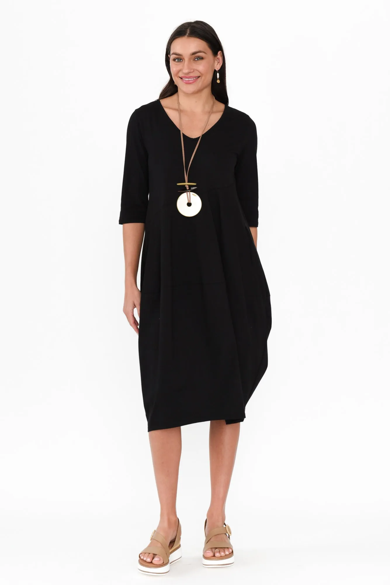 Shea Black Diagonal Seam Dress