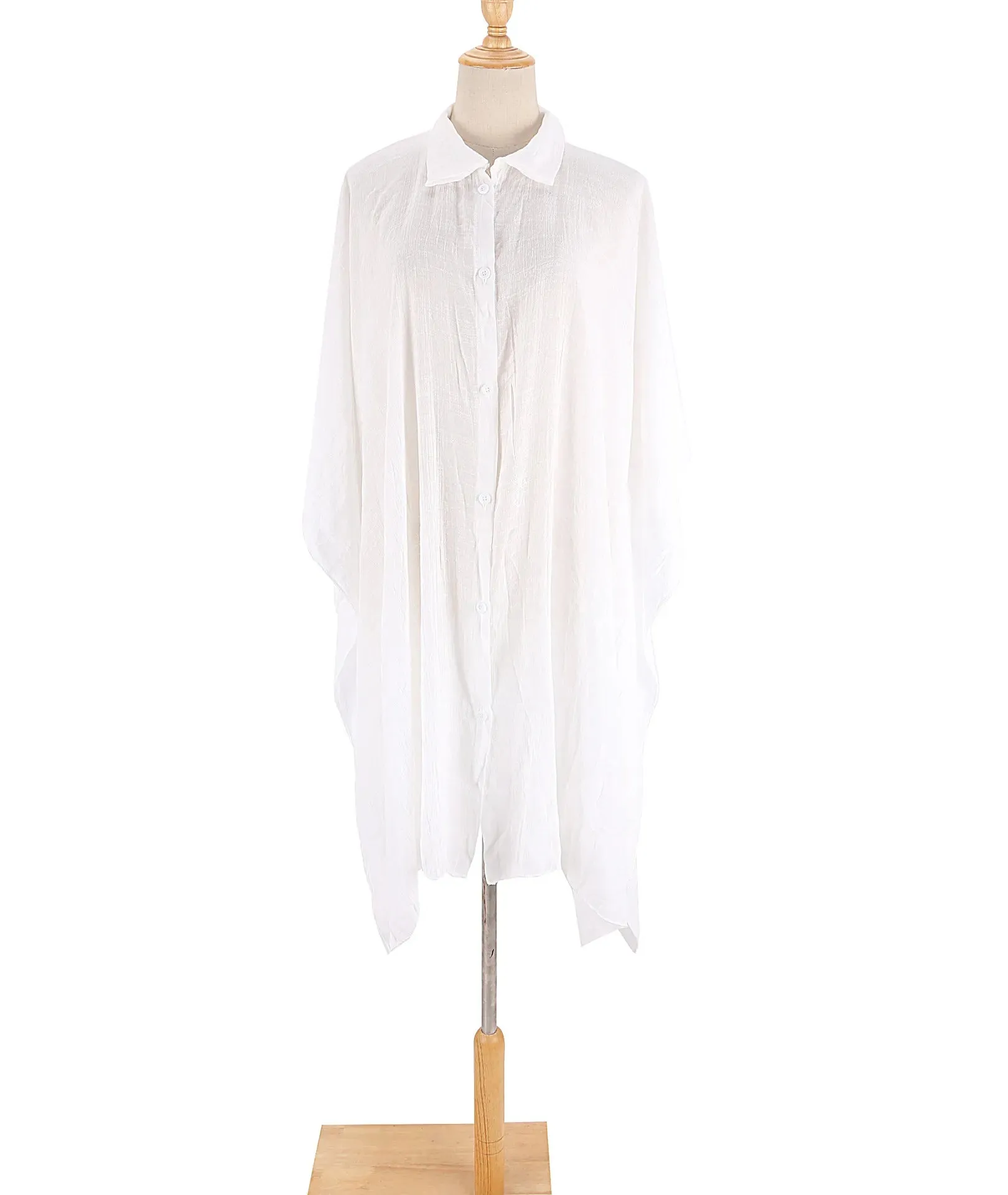 Stay Stylish and Comfortable at the Beach with Our Batwing Sleeve Beach Shirt Cover-Up