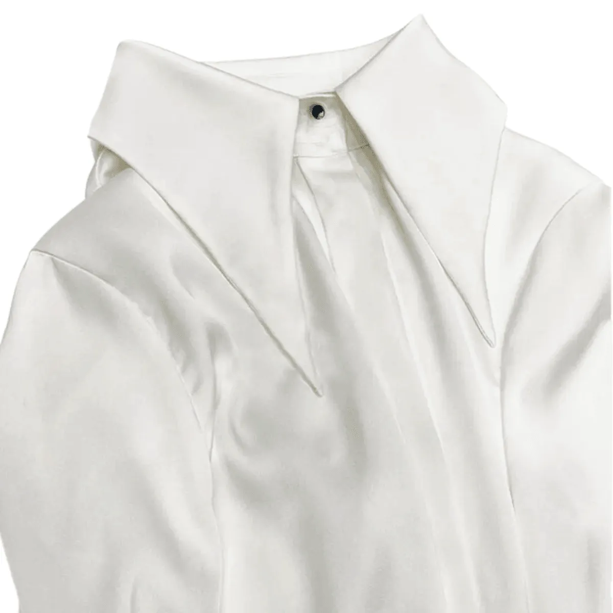 Stylish Elegant Turn Down Collar Long Sleeve Satin Shirt