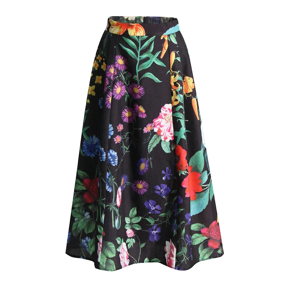 Summer Skirts For Women High Waist Patchwork Zipper A Line Elegant Knee Length Skirt Female Fashion Style