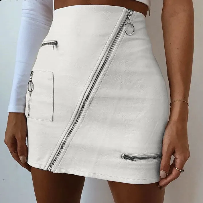 Summer Style Skirts Diagonal A Line Zipper Skirt