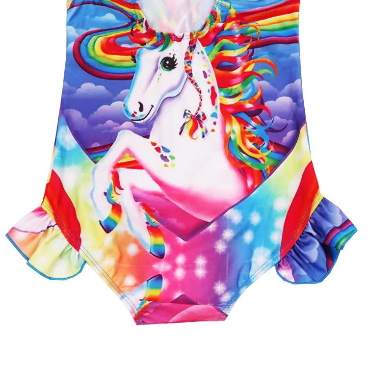 Swimsuit Cross-Border One-Piece  for Children Ins Girls' Unicorn Swimwear