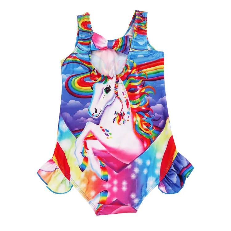 Swimsuit Cross-Border One-Piece  for Children Ins Girls' Unicorn Swimwear