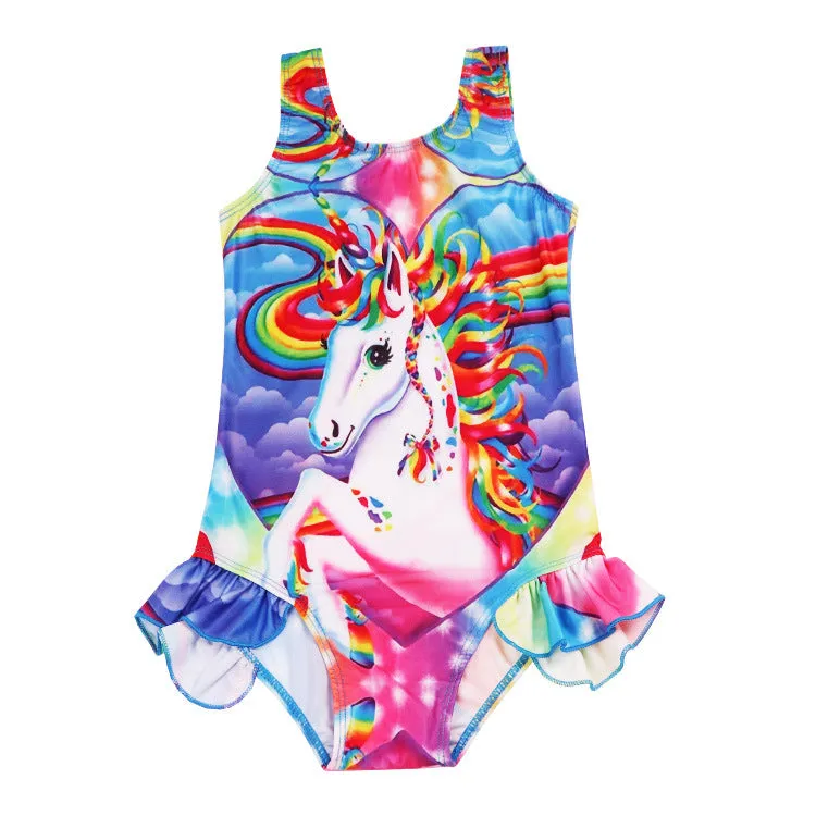 Swimsuit Cross-Border One-Piece  for Children Ins Girls' Unicorn Swimwear