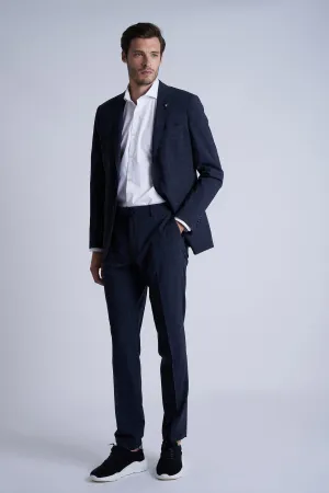 Tailored fit stretch blended wool suit half canvas construction