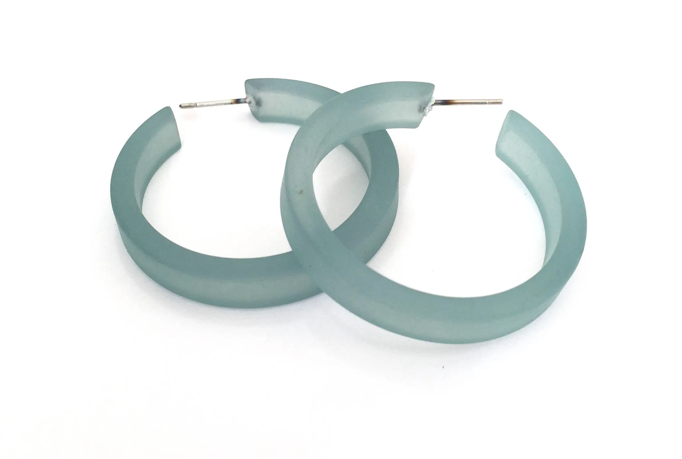 Teal Frosted Classic Hoop Earrings