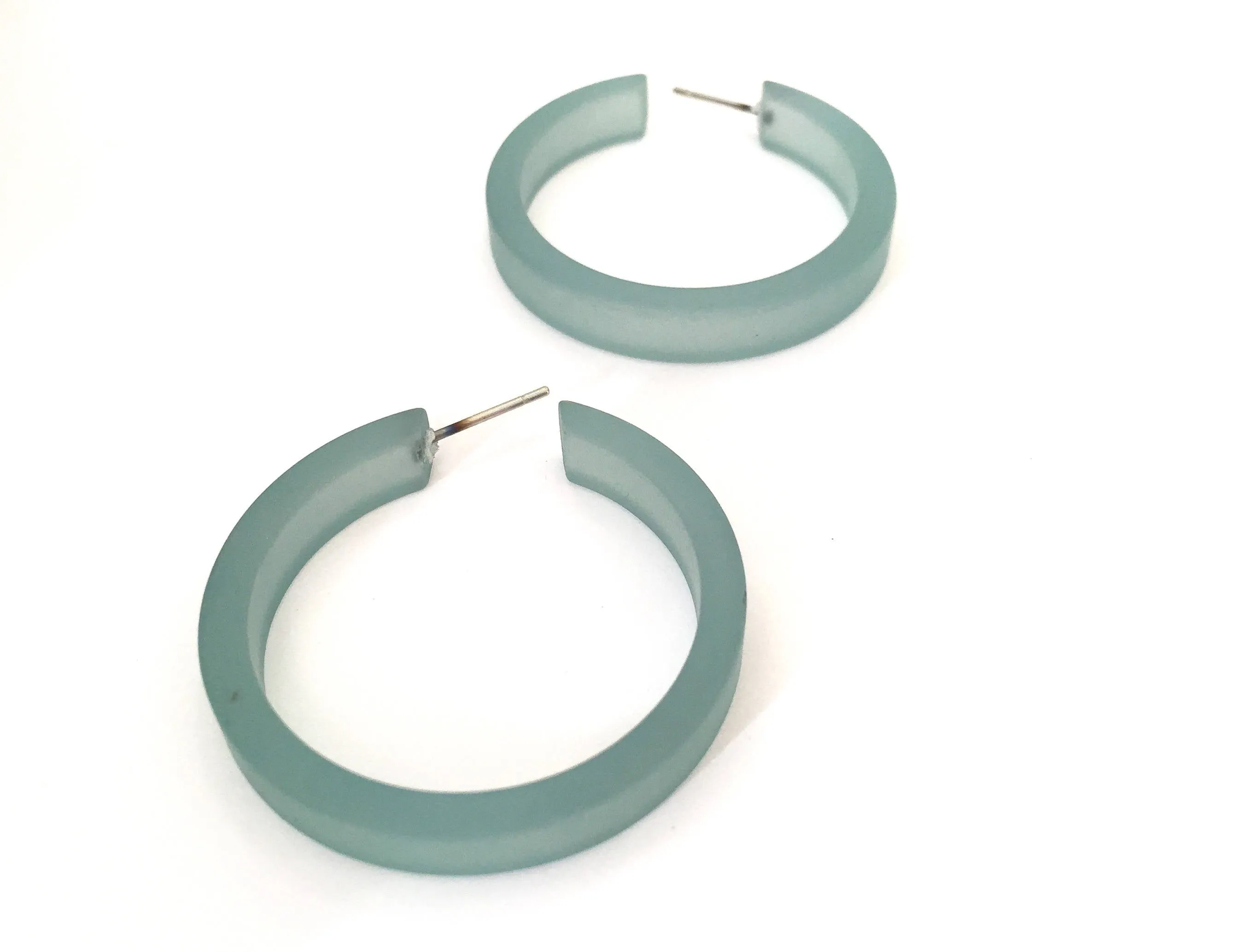 Teal Frosted Classic Hoop Earrings