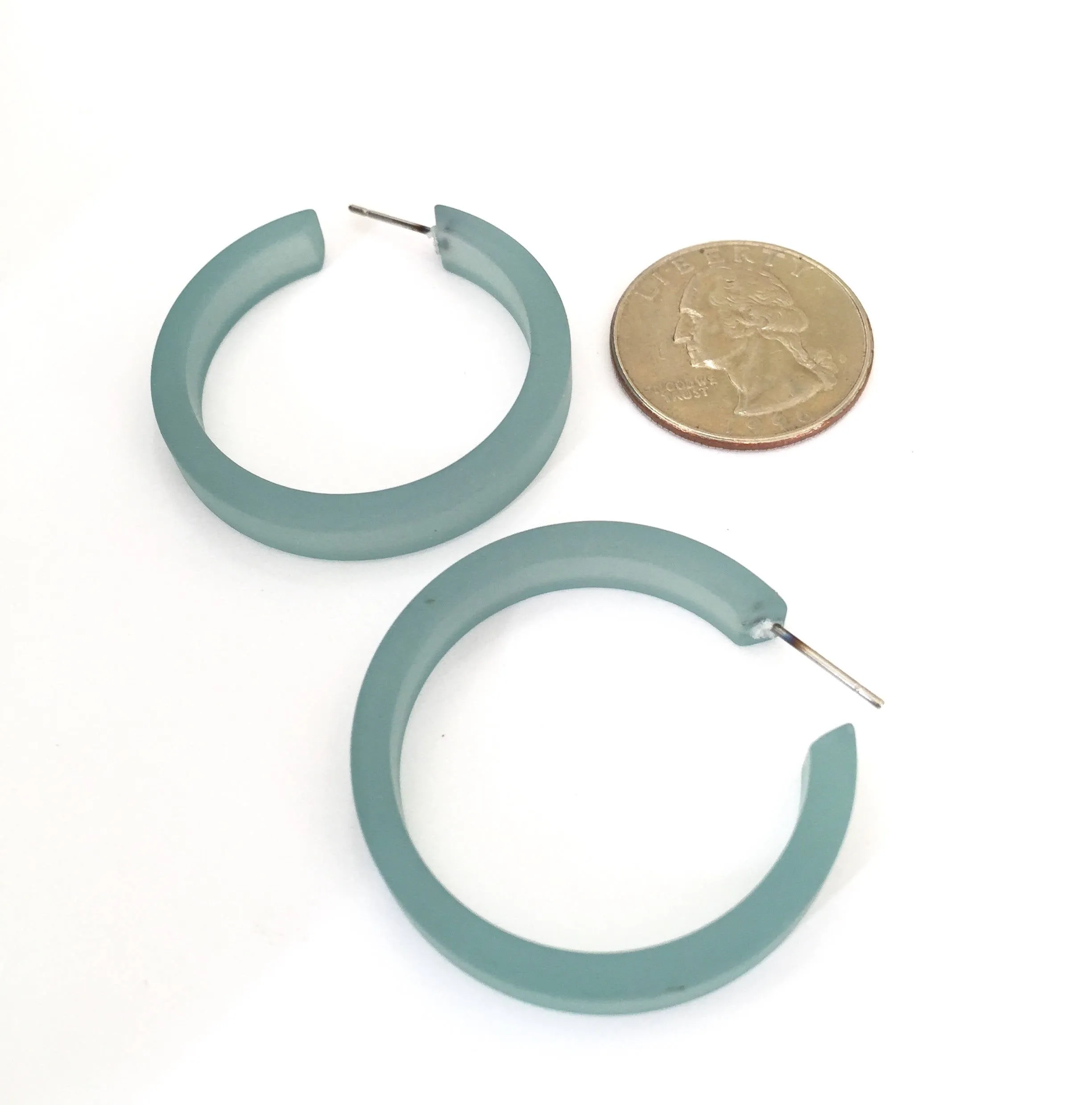 Teal Frosted Classic Hoop Earrings