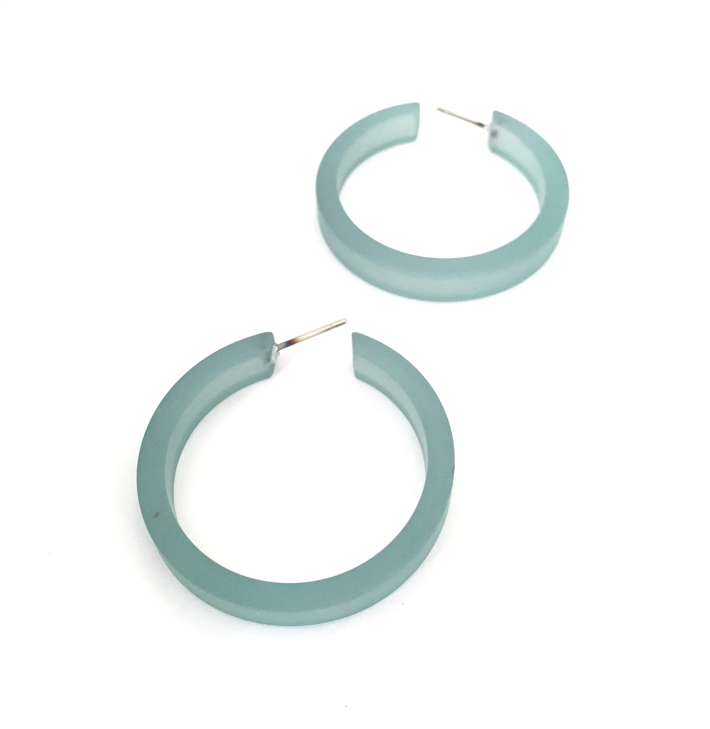 Teal Frosted Classic Hoop Earrings