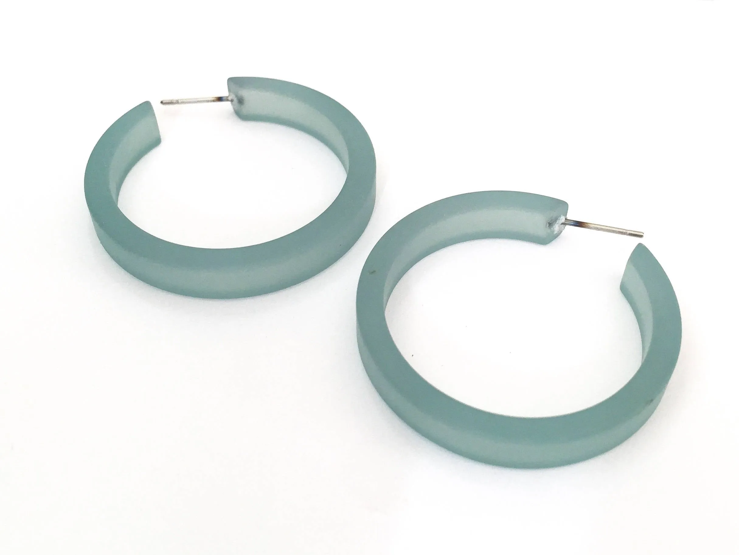 Teal Frosted Classic Hoop Earrings