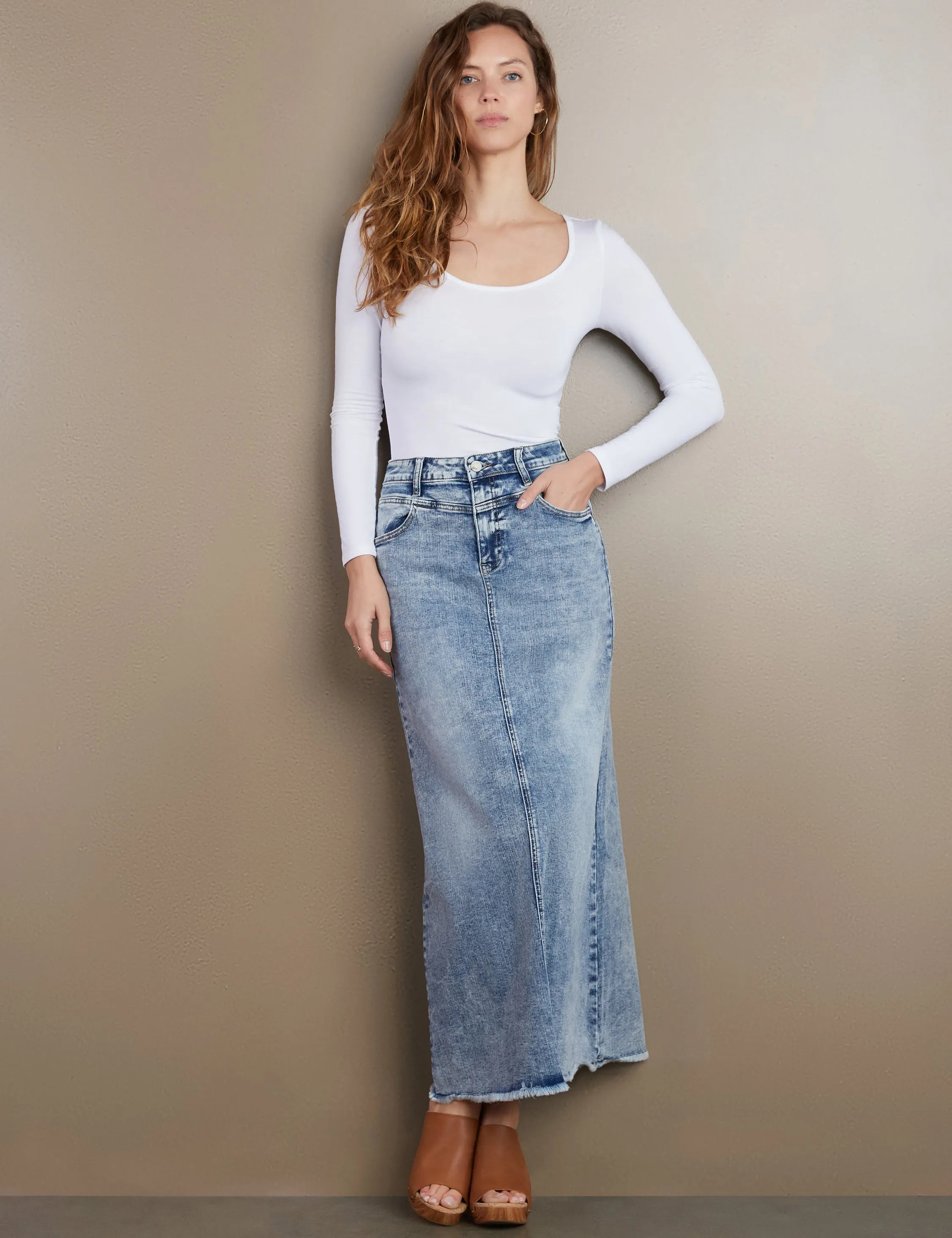 The Lowdown Denim Midi Skirt