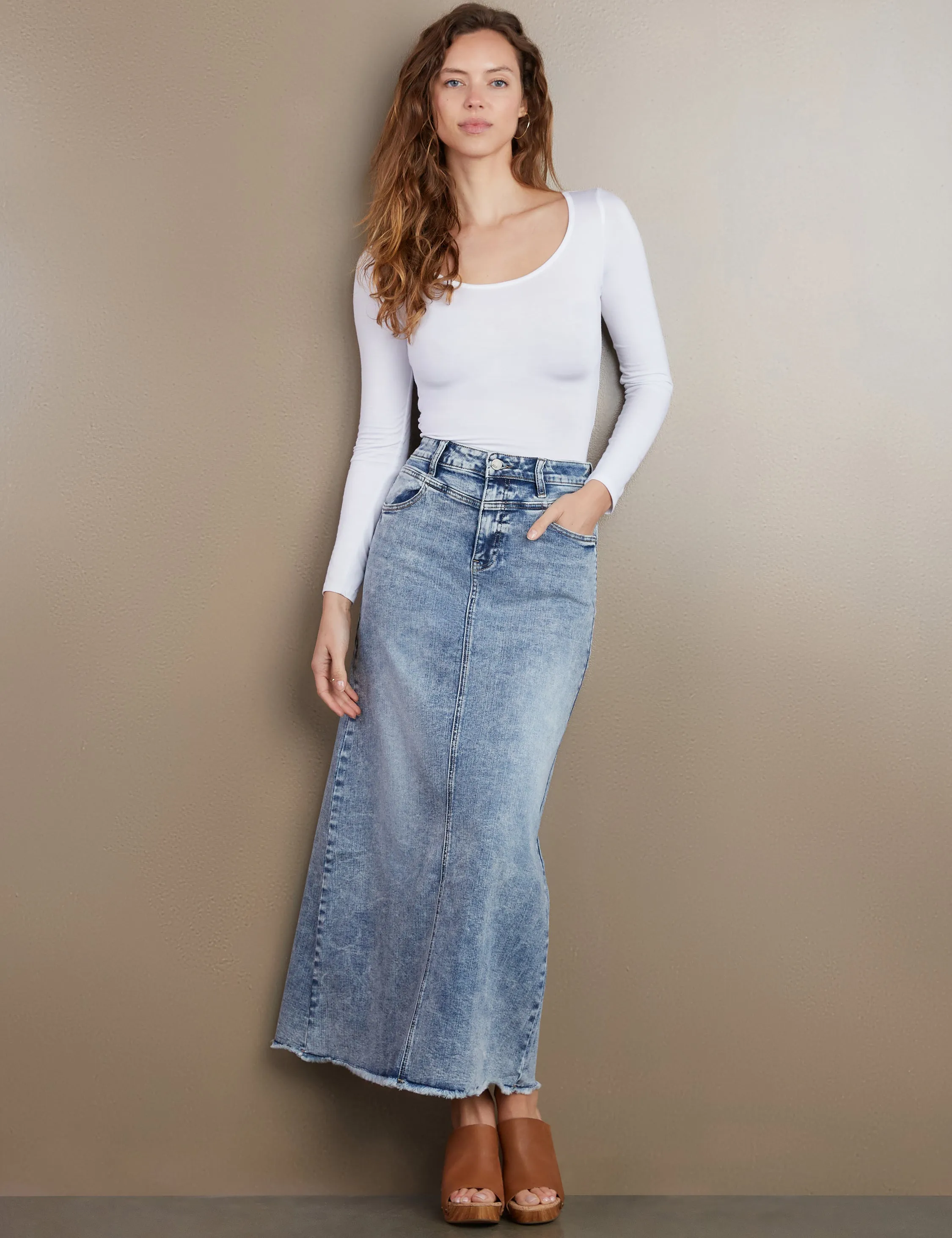 The Lowdown Denim Midi Skirt