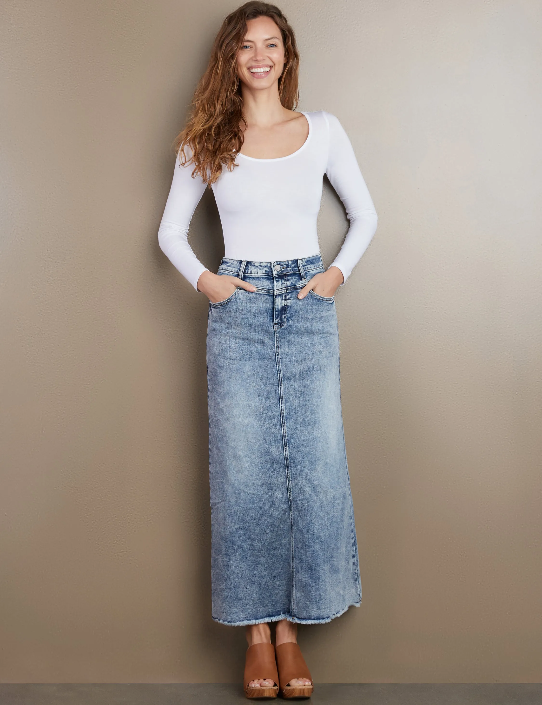 The Lowdown Denim Midi Skirt