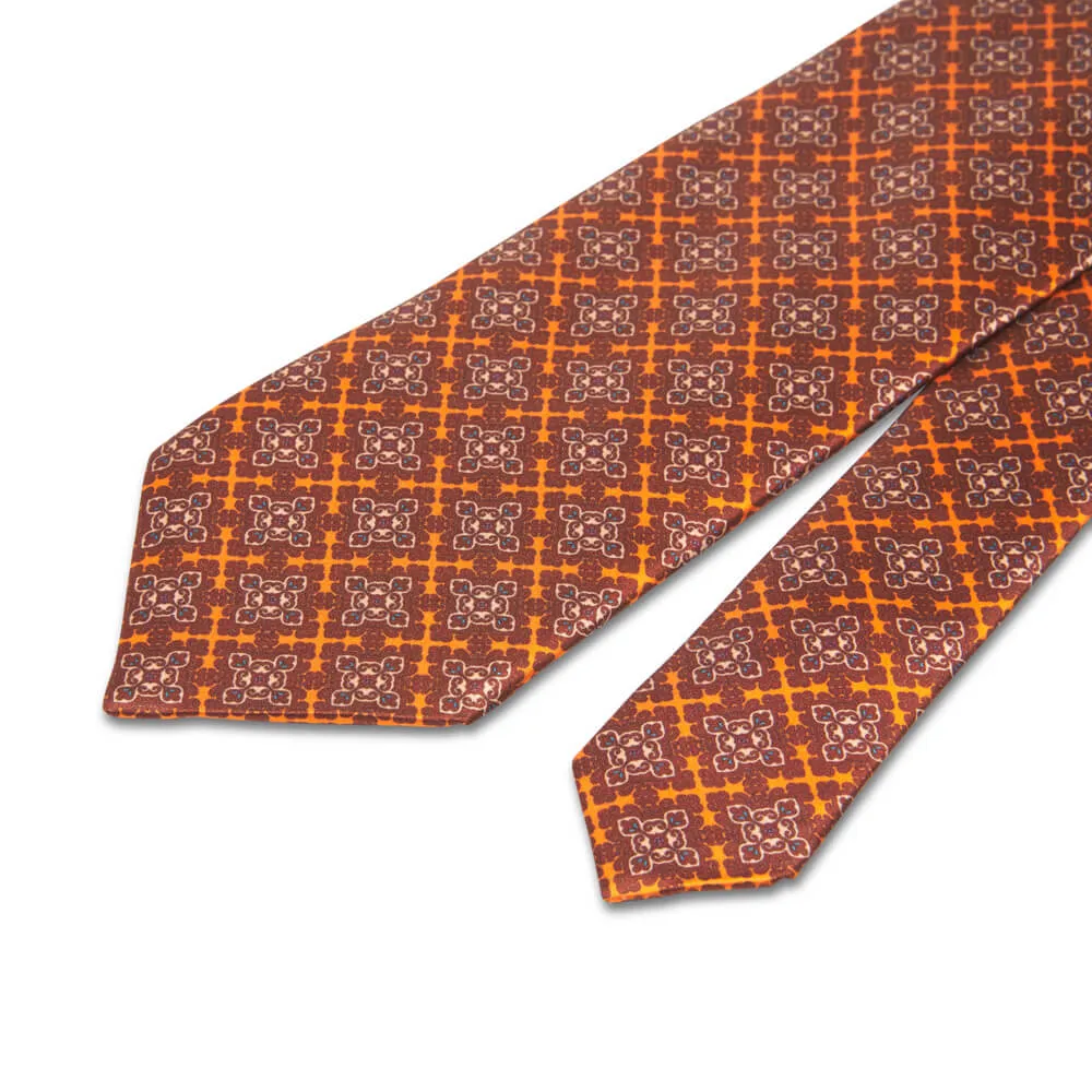 The Uffizi Orange Duchesse Silk Tie