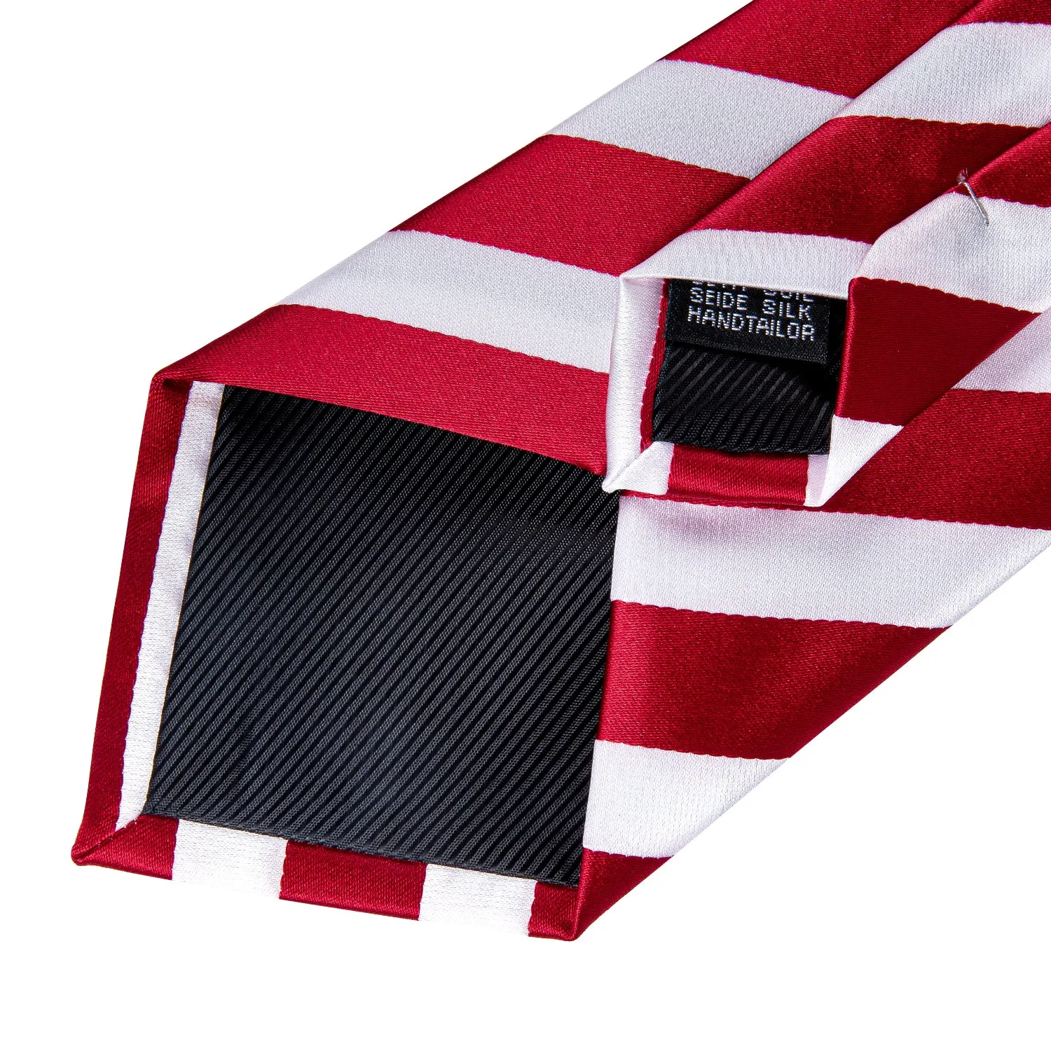 Ties2you Business Tie Red White Striped Tie Pocket Square Cufflinks Set