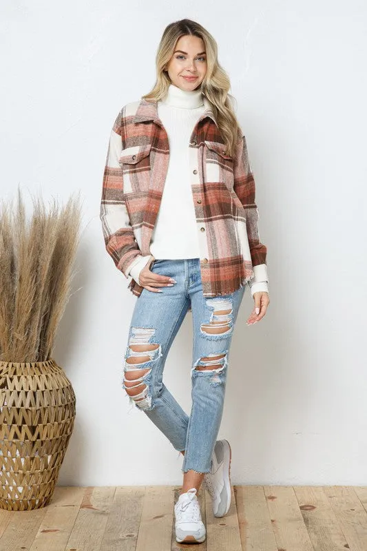 Yarn Dyed Plaid Shirt Jacket Shacket