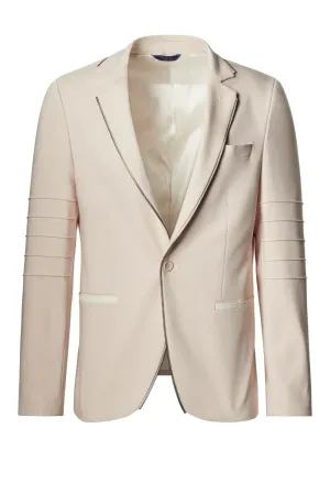 Zipper Trim Blazer - Ecru